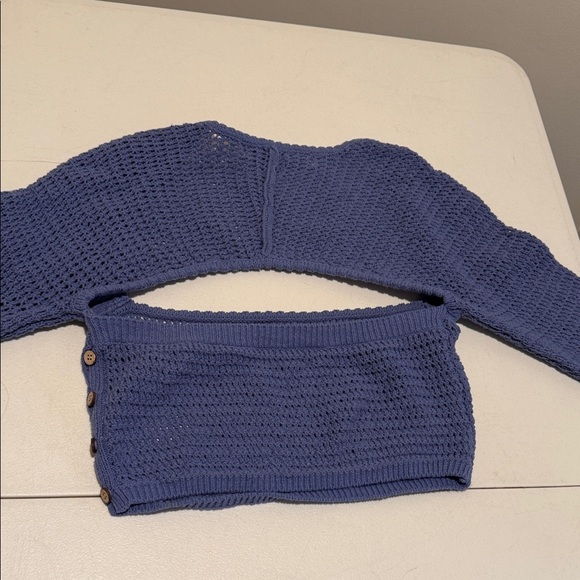 NWT Free People FP Beach Collection Purple Knit Shrug Long Sleeve Vacation Ready - Picture 9 of 13